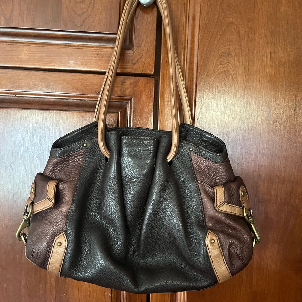 Cole Haan Multi Tonal pebbled Leather Bag. Copper  leather Accents. Excellent